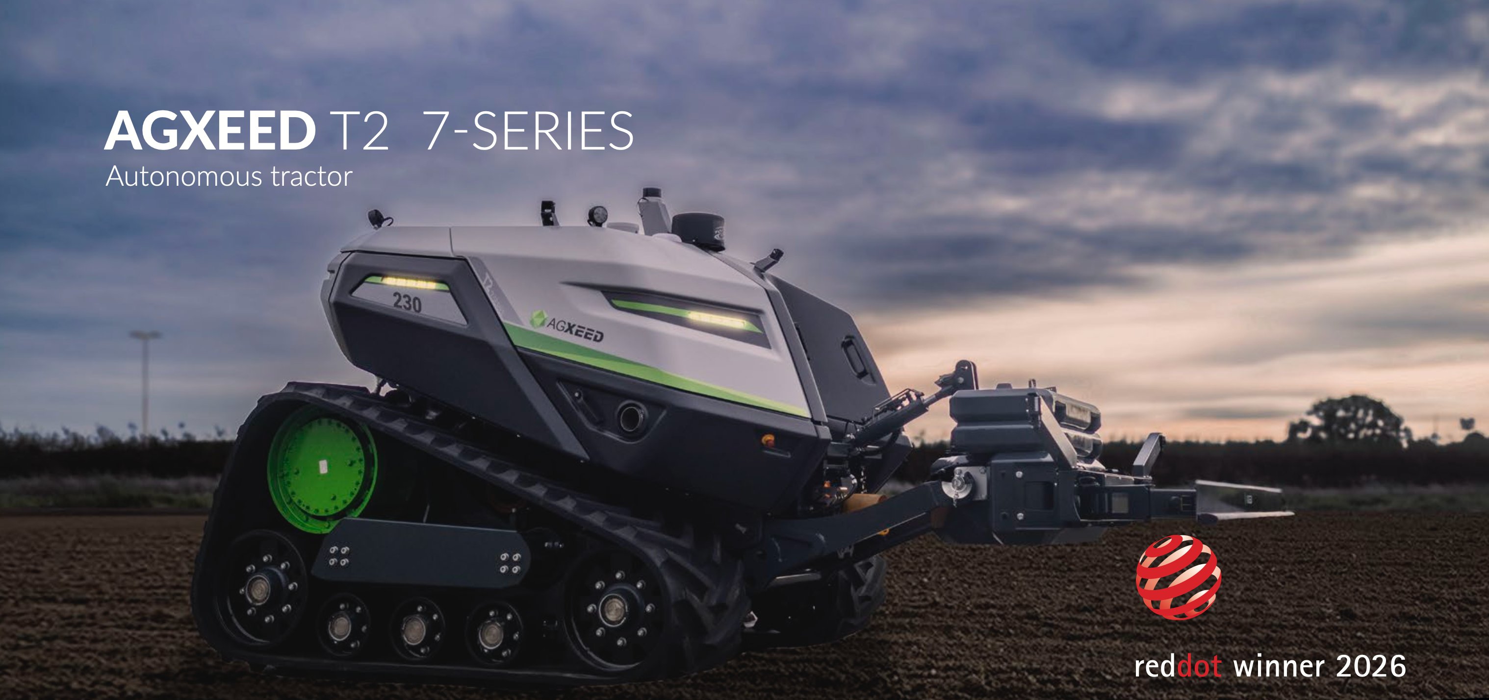 AgXeed T2 7-Series autonomous tractor in a field